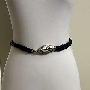 Fahrenheit, leather coiled, silver serpent belt